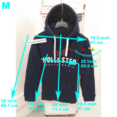 HOLLISTER LOGO SHERPA LINED FULL ZIP HOODIE SWEATSHIRTS NAVY BLUE