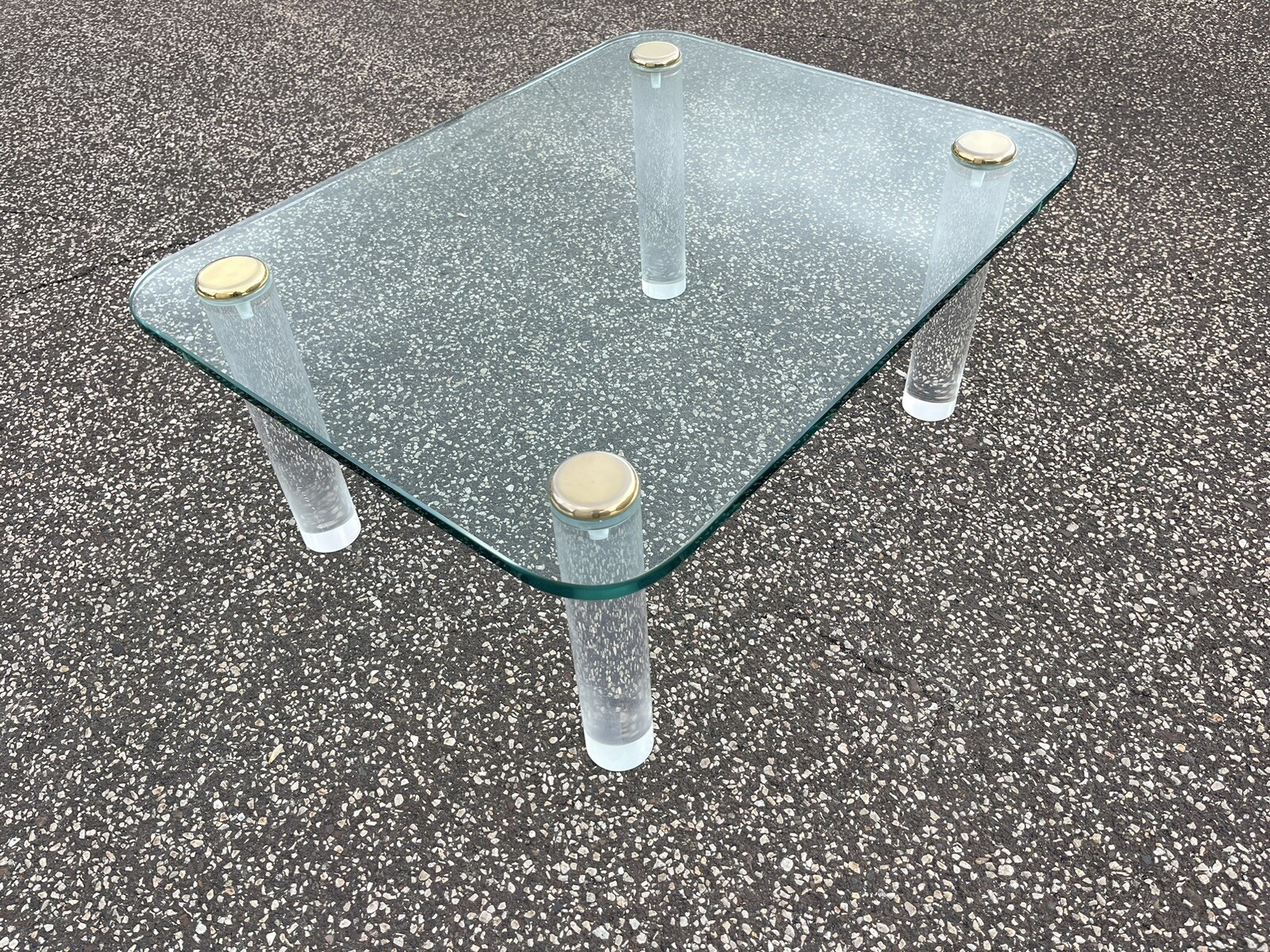 Lucite And Glass Coffee Table by Leon Rosen For Pace Collection