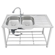 Commercial Utility Prep Sink 2Compartment Stainless Steel KitchenPrep Work Table