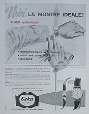 PUBLICITE ESKA LA MONTRE IDEALE SUISSE MODELES PAVANE PROFIL DE 1956 FRENCH AD