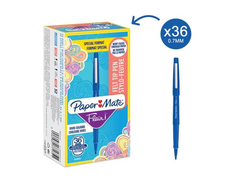 Penne punta fibra Paper Mate Flair/Nylon M 1,1 mm blu special pack 36 pezzi - 20