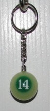 1 Inch Number 14 FOURTEEN LUMINOUS Mini POOL BALL Billiard KEYCHAIN Ring NEW