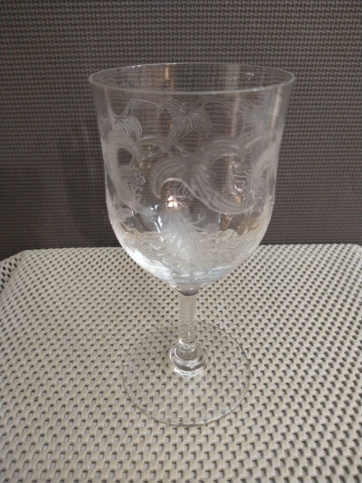 Set of 5 Vintage Etched Crystal Wine Glasses eBay