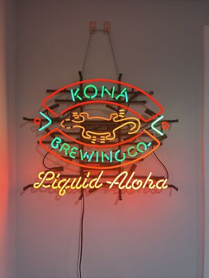 Kona Brewing Co Liquid Aloha Beer Hawaii 24''x20'' Neon Light Sign Lamp Real Glass