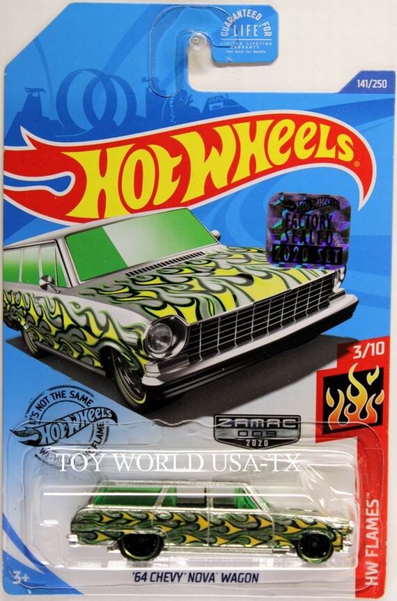 2020 Hot Wheels #141 HW Flames '64 Chevy Nova Wagon Zamac from Factory Sealed Se
