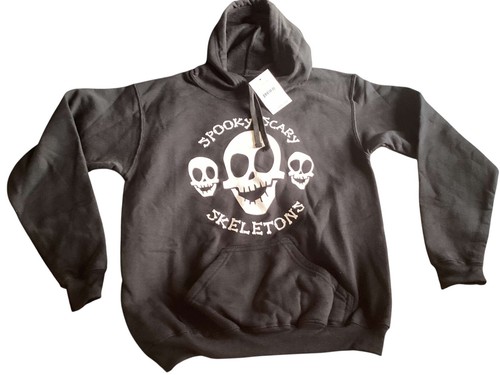 Spooky Scary Skeleton Hoodie Youth Medium Black Pockets New With Tags