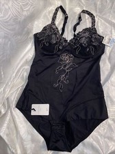 NEW Christie's Lingerie Intimate Wear Black Emb one piece Sz 38 C Bodysuit