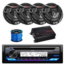 JVC Marine CD Bluetooth Receiver, 4x 6.5" Speakers w/Wire, 4-Channel Amplifier