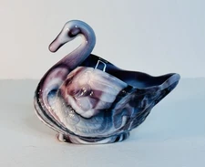 Imperial Swan Amethyst Slag Glass 5” Candy Trinket Dish