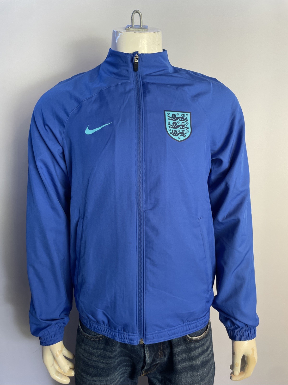 SACAI X NIKE Tuta da ginnastica Inghilterra Nike Dri Fit Strike Zip blu taglia UK SMALL ottime condizioni