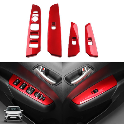 Rot Fensterheber Schalter Abdeckung Blenden Rahmen For KIA Picanto JA 2017-2025