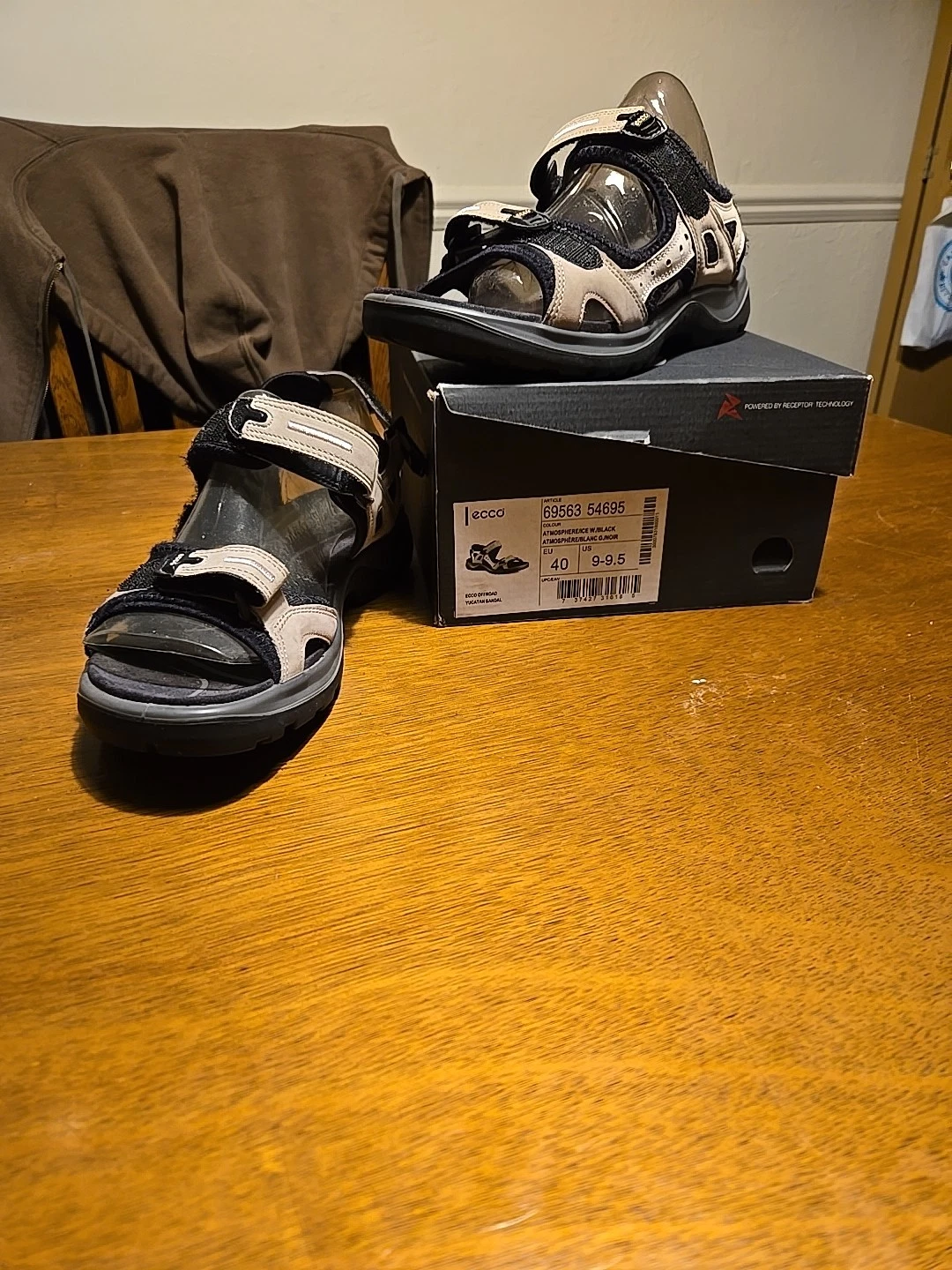 Sandali donna Ecco Offroad Yucatan EU 40 US 9 betulla e pelle nera slingback