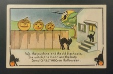 Antique Halloween Postcard Metropolitan News Series 412 Witch Pumpkins Cats Bats Antique Halloween Postcard Metropolitan News Series 412 Witch Pumpkins Cats Bats