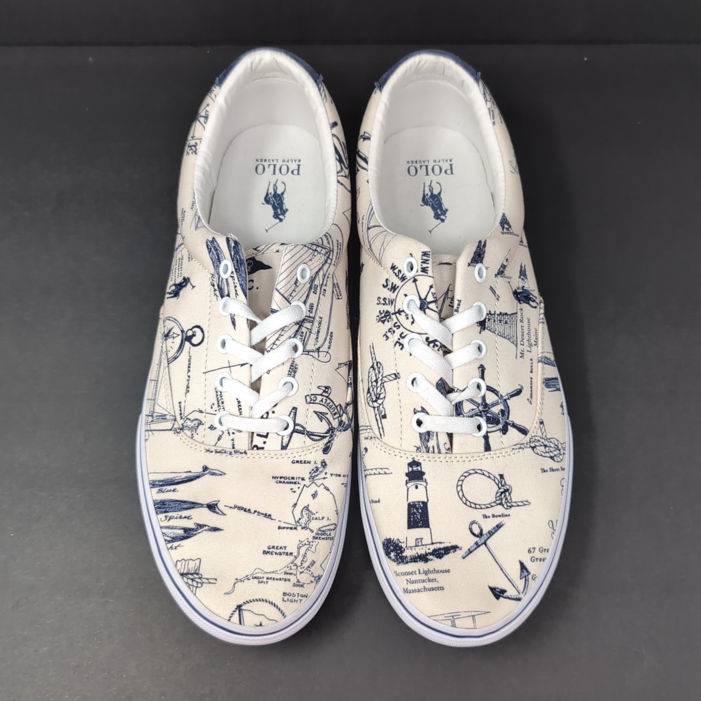 POLO RALPH LAUREN Keaton Pony Sneaker Scarpe Uomo 14 Crema Navy Nautica NUOVE NUOVE SENZA SCATOLA
