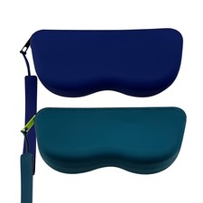 1x Eyeglass Soft Case, Zippered Silicone Sunglasses Pouch w/ Strap for Men Women