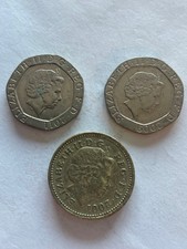 UK Great Britain One Pound 2001 & 20 Pence 2009 2011   3 Coin Lot HG100