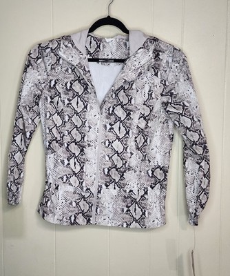 Ideology Jacket Hooded Snake Print Raincoat Women Grey Sz S NEW NWT 