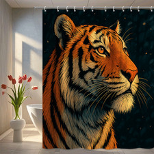 Majestic Tiger Shower Curtain - Wild Animal Bath Decor
