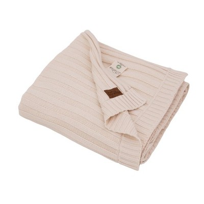 100% Organic Cotton Knit Blanket Denise 80x90 Inches Earth Ivory -Soft and Li...