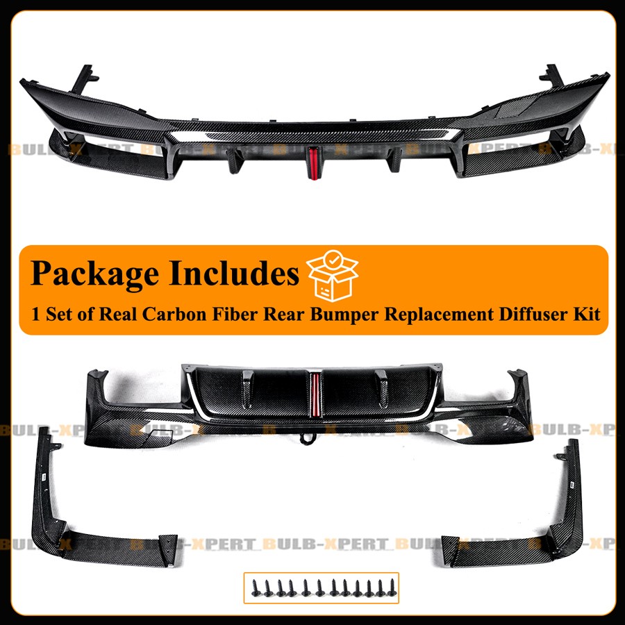 For 2018-23 BMW F90 M5 CTM LED Carbon Fiber Rear Diffuser Kit + CS Trunk Spoiler