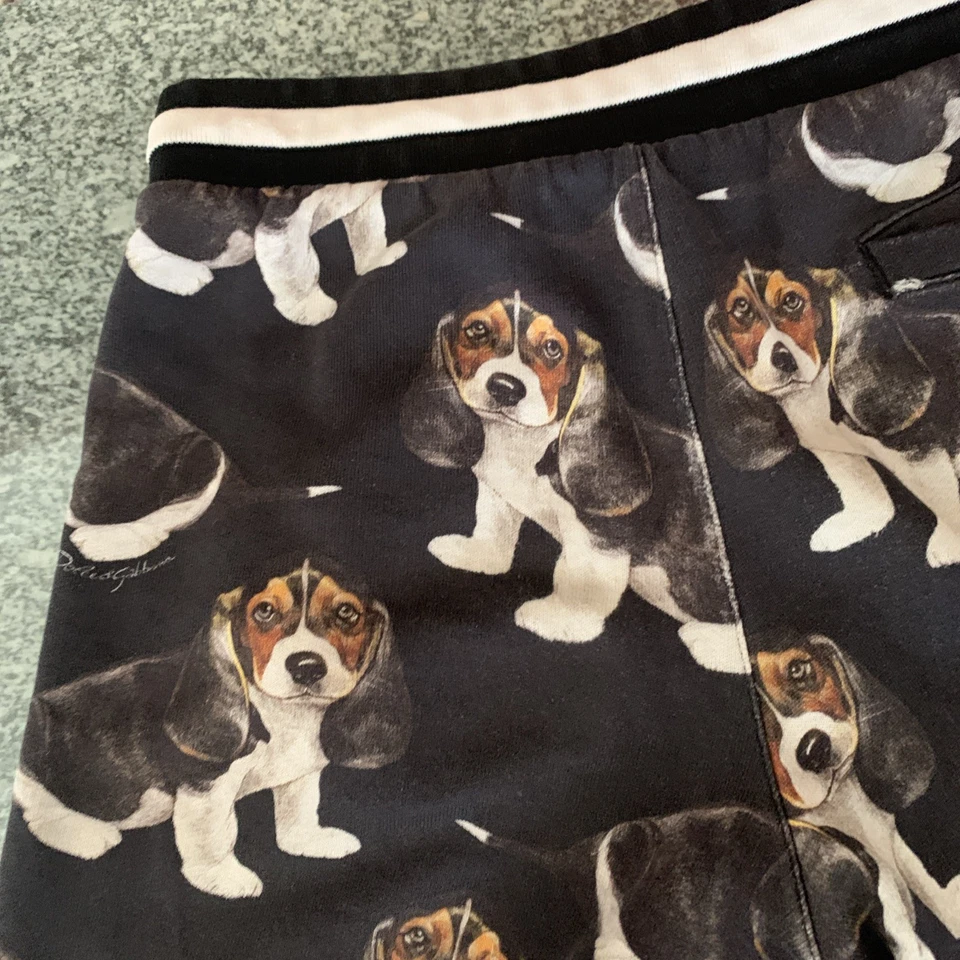 DOLCE & GABBANA 儿童短裤蓝色白色皇冠棉百慕大标签 9-10 岁 — 第 4/4 张图片