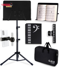 GLEAM Sheet Music Stand - Full Metal with Carrying Bag, Phone Holder, Sheet Musi