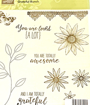 Stampin Up Stamp Set GRATEFUL BUNCH 140691 Sunflower Daisy Butterfly Lace