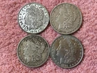 LOT OF 4 MORGAN SILVER DOLLAR COINS. CIRCULATED WITH DETAILS. PRE. 1921  LOT # 3