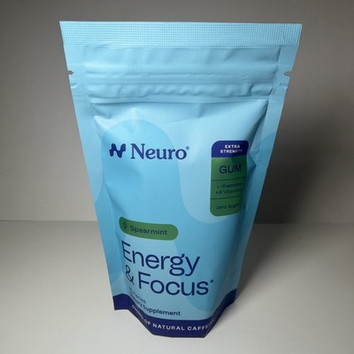 NeuroGum Spearmint Energy Caffeine Gum 90 Pcs with L-theanine EXTRA STRENGTH