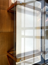 John Lewis Airframe Desk Oak with Glass Top Computer Table 