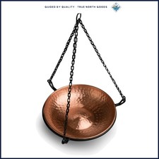 Hanging Bird Bath and Feeder with Pure Copper Bowl and Iron Chain for Outdoors