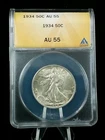 1934 P ANACS AU 55 Walking Liberty Half Dollar Silver 50c #6627