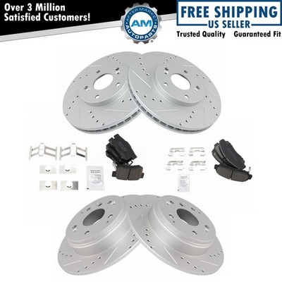 Performance Drilled Slotted Rotor & Ceramic Brake Pad Front & Rear Kit