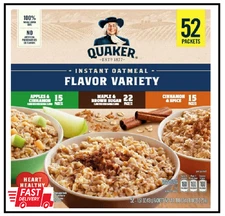 Quaker Oats Instant Oatmeal, Variety Pack, 52 count, FRESH!! SEALED ITEM!! 