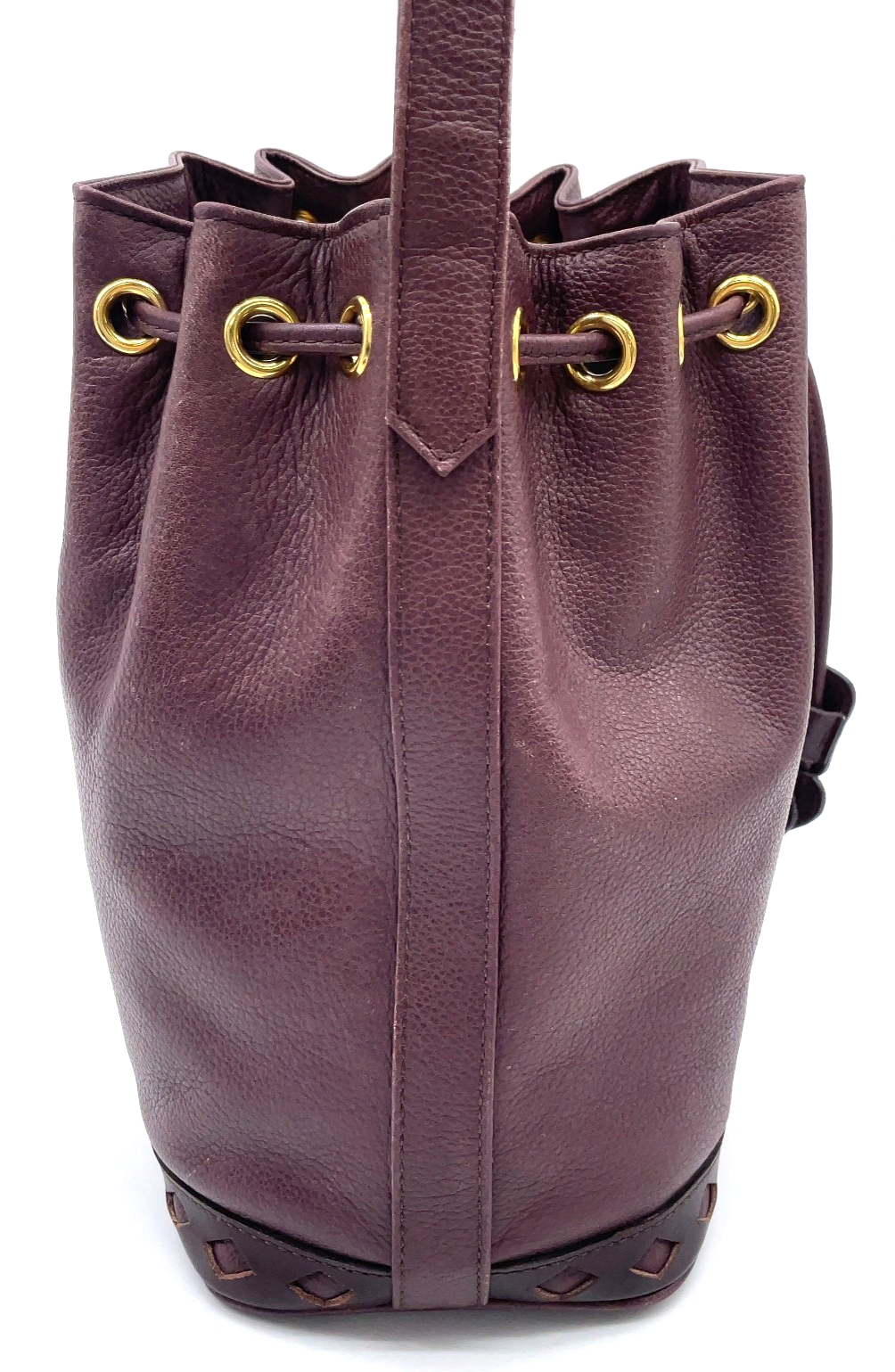 Autentica borsa a tracolla Yves Saint Laurent in pelle viola con coulisse NS080412