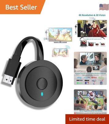 4K Wireless HDMI Display Dongle Adapter 1080P, WiFi Casting Movies, Shows Rec...