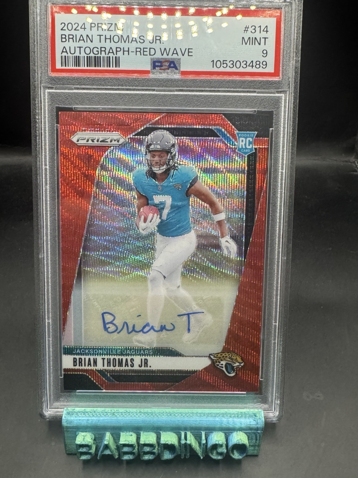 2024 Panini Prizm- Brian Thomas Jr. #314 Red Wave Prizm RC Auto /149 PSA9