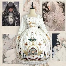 White classic Lolita dress, gothic Lolita dress, old money elegant Lolita dress