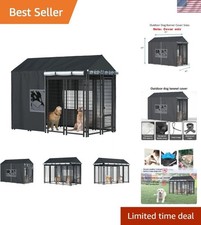 Full Coverage Outdoor Dog Kennel Cover - 8'Dx4'Wx6'H - Easy Access Zipper Design