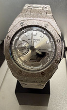 Diamond Dusted Silver Casioak G-Shock GA2100 MOD Black Dial