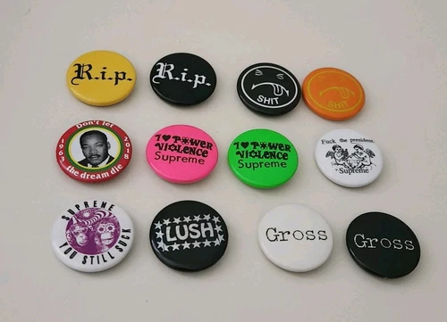 12x Supreme pins metal badges bundle accessories Rare metal Buttons