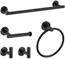 5 Pieces Matte Black Bathroom Hardware Accessories Set, SUS304 Stainless Steel 2