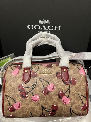 Coach Rowan Satchel Bag In Signature Canvas With Cherry Print CY692