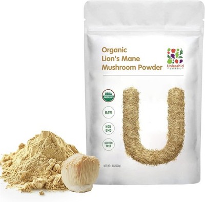 UNLEASH'D ORGANIC Lion's Mane Powder ~ One Pound! ~ 100% Pure Natural Superfood