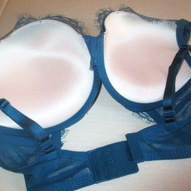Victoria Secret Very Sexy Push-Up Bra set V-String panty Blue Sapphire Lace 38D