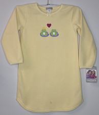 NWT Vintage Retro Yellow Nite Sleep Shirt Gown Micro Fleece Frogs Size Small 4-5
