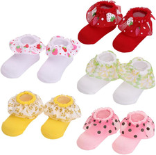 5 Packs Newborn Baby Girls Socks Toddler Princess Ankle Socks for Girl