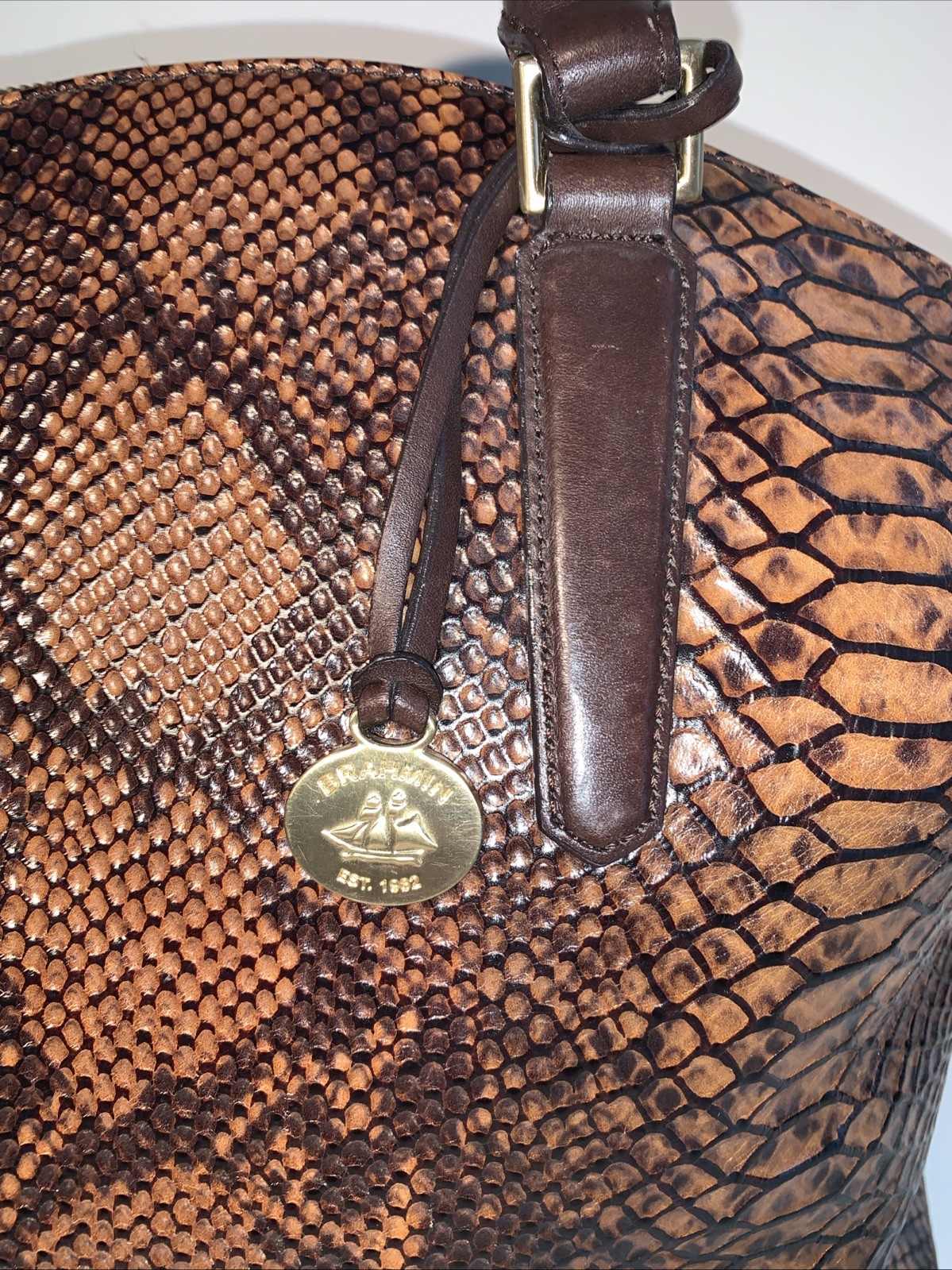Brahmin Brown Python Snake Print Large Duxbury Sa… - image 2
