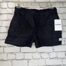 Hurley Girls Pull On Cargo Black Shorts Elastic Waist Size Large NWT Retail 34