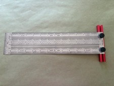 POST Dual 5" Multi-Scale Stainless Steel Slide Rule w/ Red Cursor, End Knobs